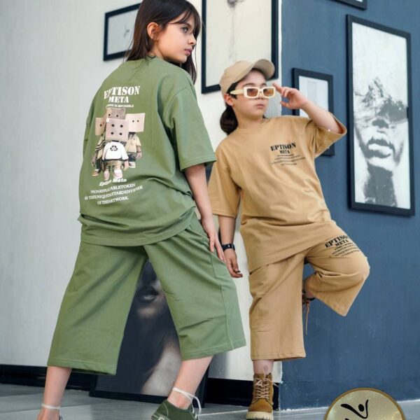 تیشرت و شلوارک دخترانه و پسرانه چاپ پسر جعبه ای