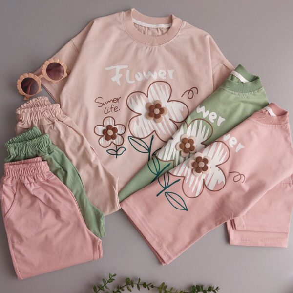 تیشرت و شلوارک لش دخترانه دو گل