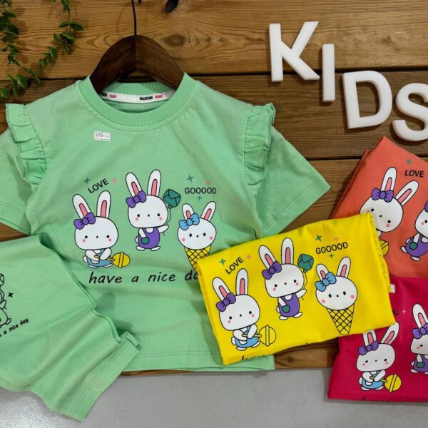 ست تیشرت و شلوارک دخترانه خرگوش قیفی