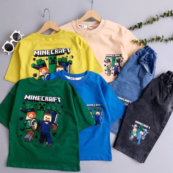 ست اسپرت دختر و پسر تیشرت و شلوارک لی ماین کرافت