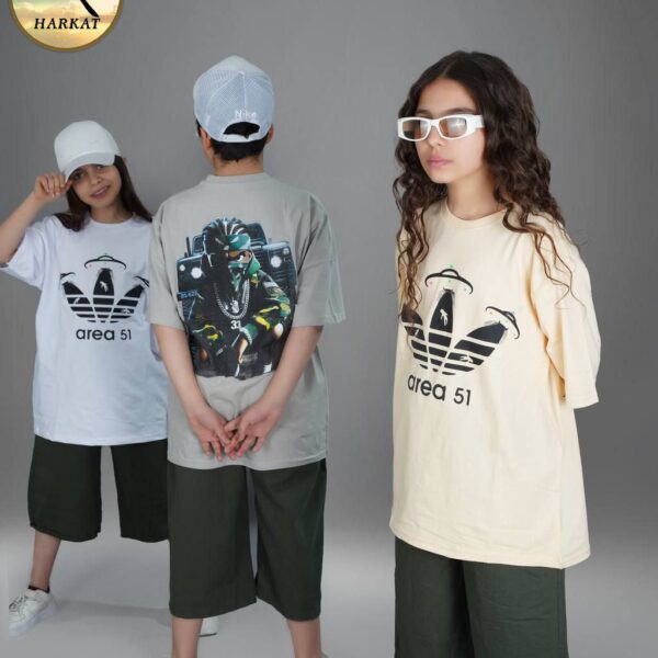 تیشرت و شلوارک کتان آدیداس پشت و رو چاپ دخترانه و پسرانه