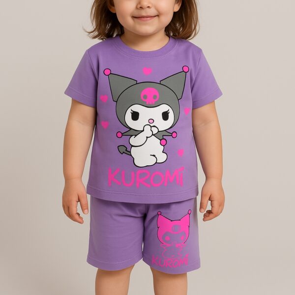 ست تیشرت و شلوارک دخترانه کرومی اسکلتی