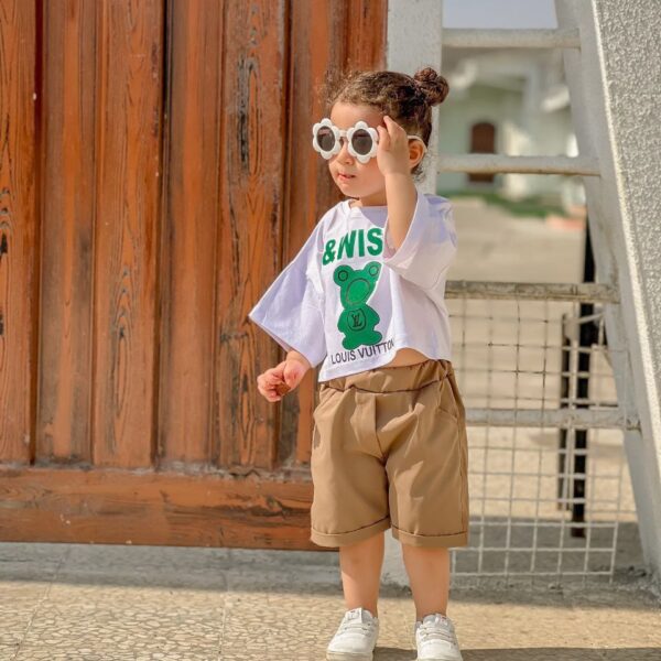 کراپ شلوارک کتان تدی ویش دخترانه