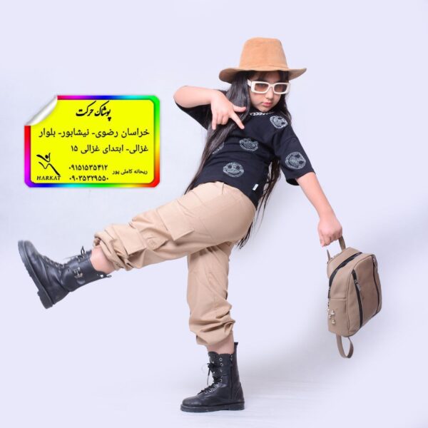 کراپ پنبه پروانه نگینی مشکی دخترانه