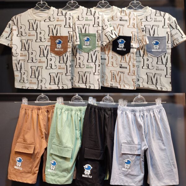 تیشرت و شلوارک پسرانه و دخترانه لش اسپرت جیب‌دار فضانورد