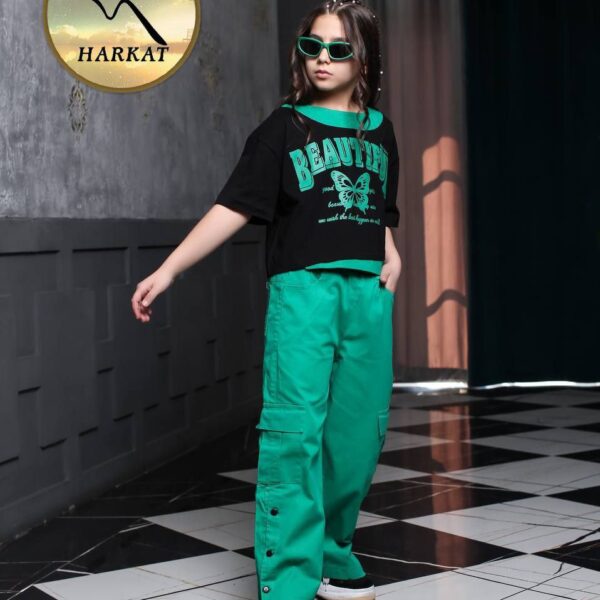 کراپ و شلوار دخترانه بیرونی پروانه