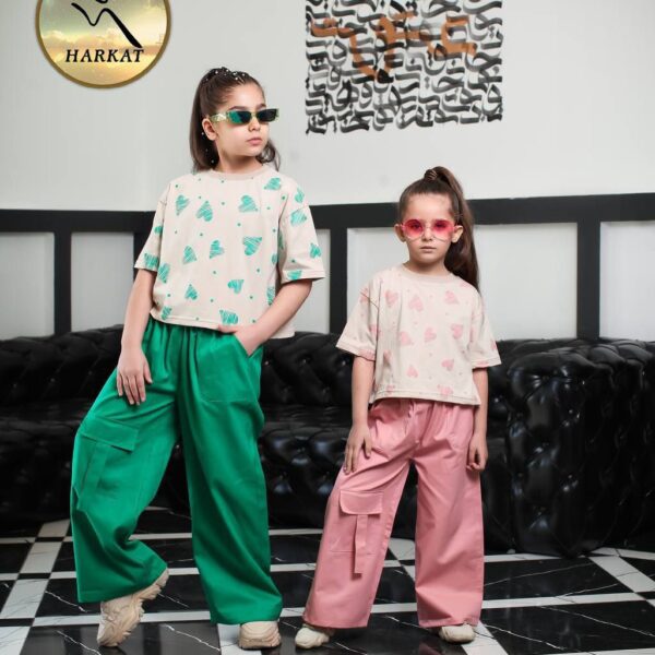 کراپ و شلوار دخترانه قلبی