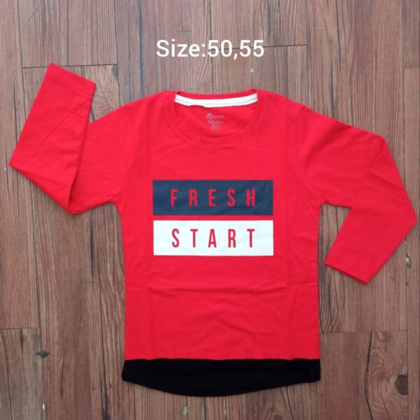 بلوز آستین بلند دخترانه و پسرانه یقه گرد چاپی fresh start