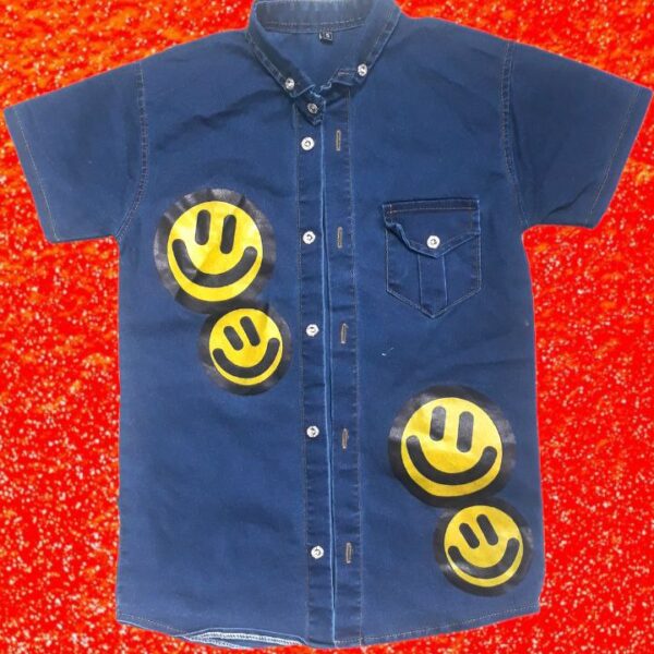 پیراهن آستین کوتاه چاپ استیکر دخترانه و پسرانه