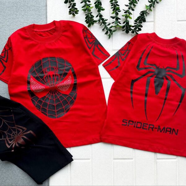 تیشرت شلوارک اسپرت مرد عنکبوتی نگینی بچگانه