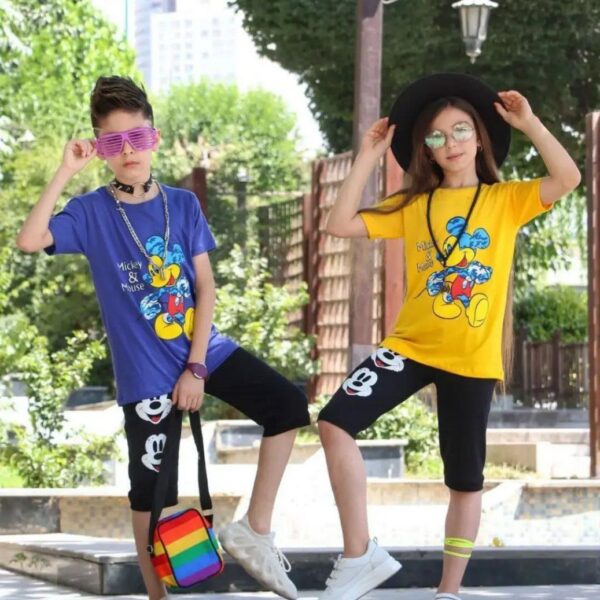 تیشرت و شلوارک بچه گانه میکی موس آبرنگی