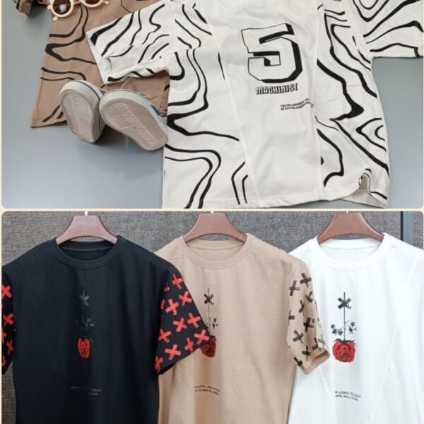 تیشرت لش و لانگ  گل رز و طرح 5 کودک و نوجوان