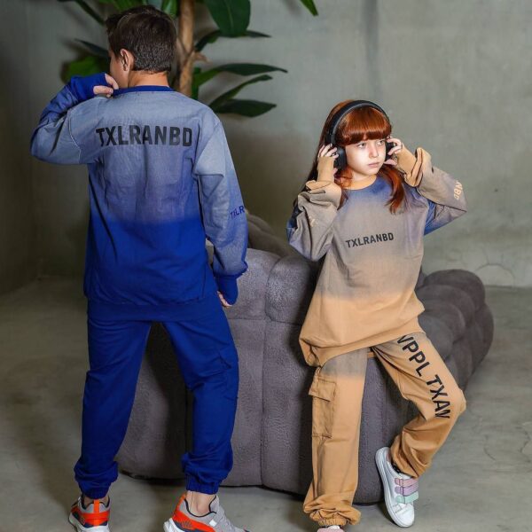 بلوز و شلوار دخترانه و پسرانه لش استایل آستین فینگر دار