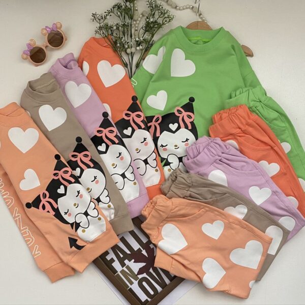 بلوز و شلوار دخترانه کرومی قلبی